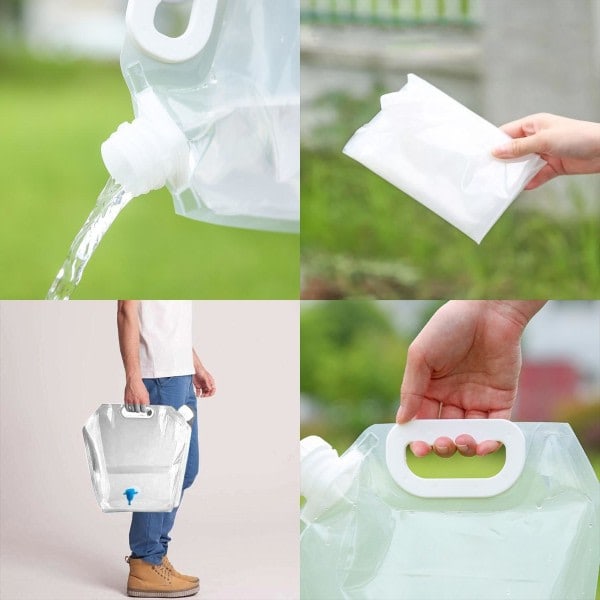 5L Vattenpåse med Kran / Vattenkanna - Vattenbehållare Transparent 2-Pack