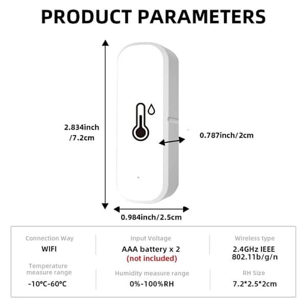 WiFi Termometer Hygrometer Smart Sensor, Temperatur- och Luftfuktighetsmätare med App Fjärrkontroll Vit 1-pack 1-pack 1-pack