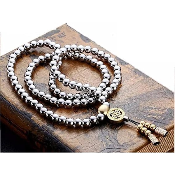 Koko teräksinen taistelulajiketju 108 Buddha-helmen kaulaketju (108 helmen ketju)