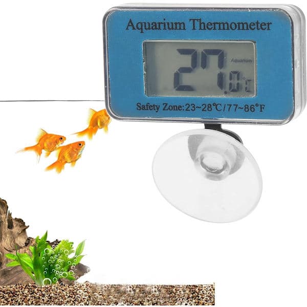 Akvarietermometer - Vattentät termometer - Akvarietermometer med sugkopp - Termometer med LED-display - Batterier ingår