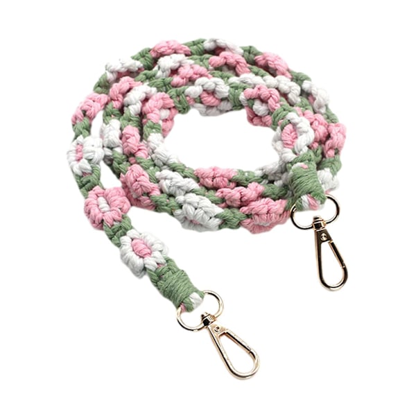 Blomst Vevd Telefonstropp Lanyard Crossbody Skulderstropp for Kvinner Nøkkelring Stil C