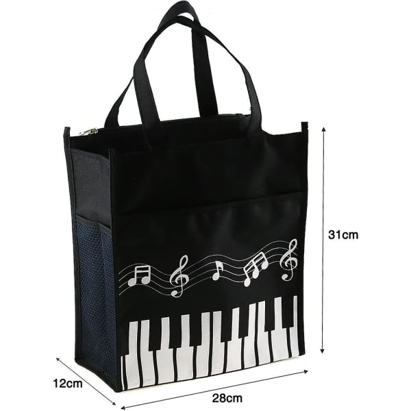 Keyboard Klaver Musik Melodi Nylon Tote Undervisning Stof Taske Musik Gave Sort 1 stk