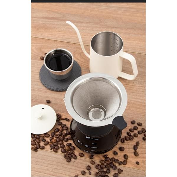 Kaffefilter i rustfrit stål, papirløst, permanent pour-over filter til brygning af én kop, til manuel kaffemaskine
