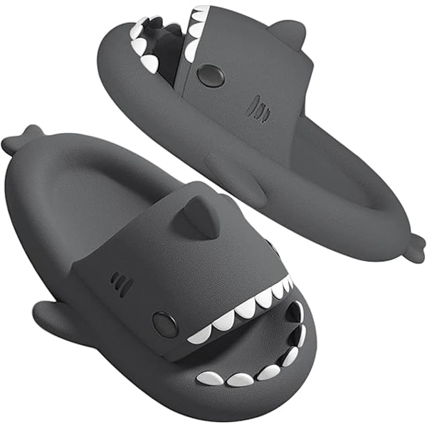 Hajtofflor för pojkar och flickor, Shark Flip Flops för män och kvinnor, Shark Slippers, Bekväma halkfria pool-hajsandaler med tjock sula för sommaren Dark gray 40/41