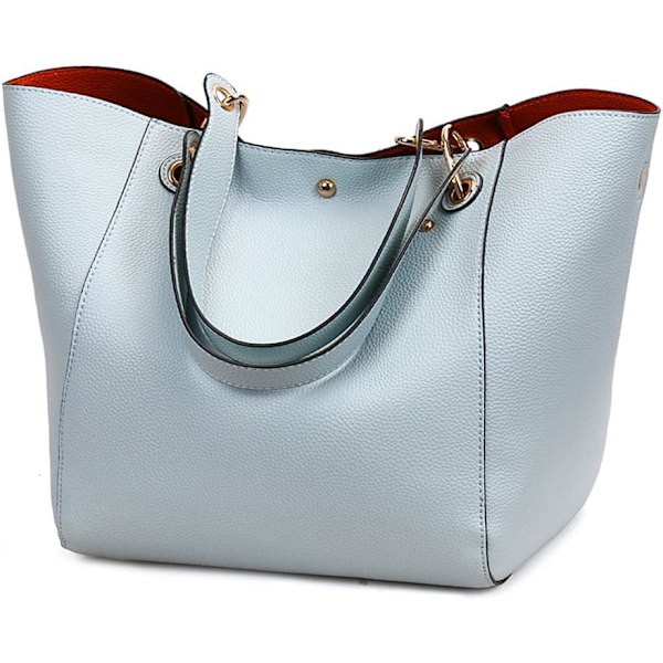 Store damehåndtasker, dametaske, PU læder crossbody taske, dame mode shopper taske til shopping, fest, rejser, arbejde Azul Claro