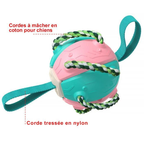 Pedagogiska leksaker för husdjur, utomhusträning, interaktiv frisbee, tuggleksak för hundar, rosa+sjöblå Pink and lake blue