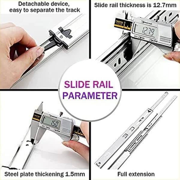 400 mm lådskena – Maxlast 70 kg – Kullager – 2-pack – Enkel och tyst installation