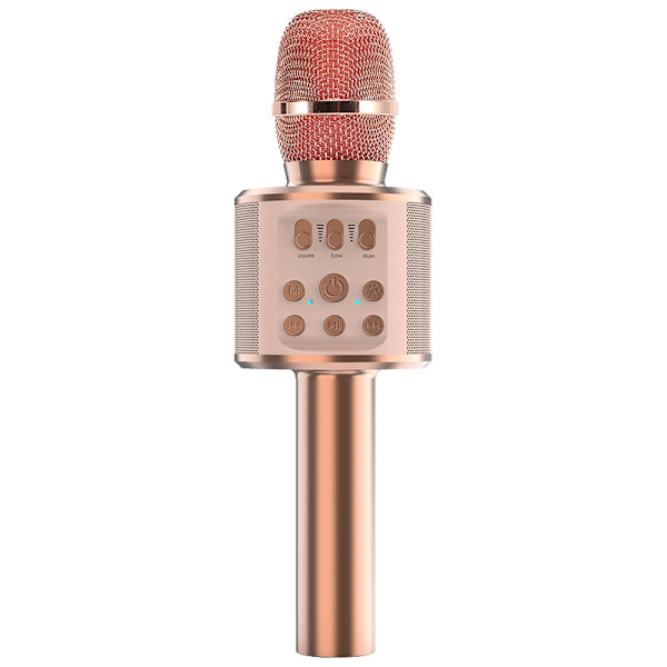 Karaokemikrofoni, langaton Bluetooth-mikrofoni lapsille LED-valoilla, kannettava karaokelaite laulamiseen, lelu/lahja tytöille ja pojille, KTV, kaiutin Rose Gold