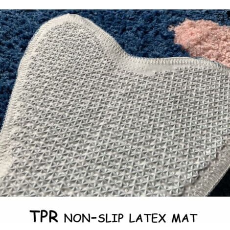 Blå baderomsmatte - Sklisikker hvalformet matte, absorberende vaskbar mikrofibergulvmatte.