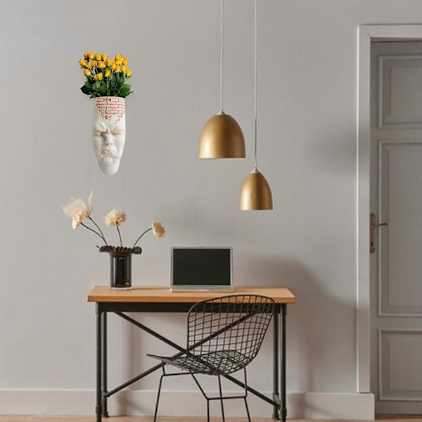 2023 Figur Blomkruka Resin Planter Nordisk Vit Abstrakt Konst Väggdekoration Karaktär Ansikte Vas White style 3