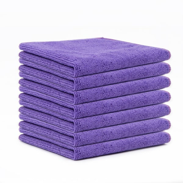 Sæt med 7 mikrofiber viskestykker, bløde, super absorberende og fnugfri Purple