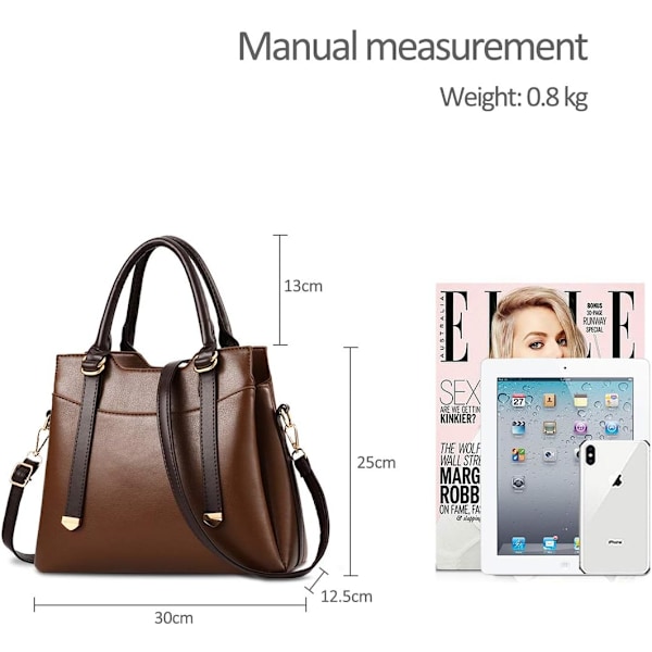 Damehåndtasker, Elegant Tote Bag med Top-Håndtag, Skuldertaske, Patent Læder Håndtaske, Arbejdstaske til Damer Café