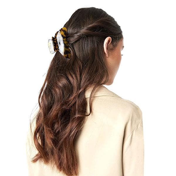 2-pack hårklämmor Bananklämma Sköldpaddsskal hårklämma Leopard Stor