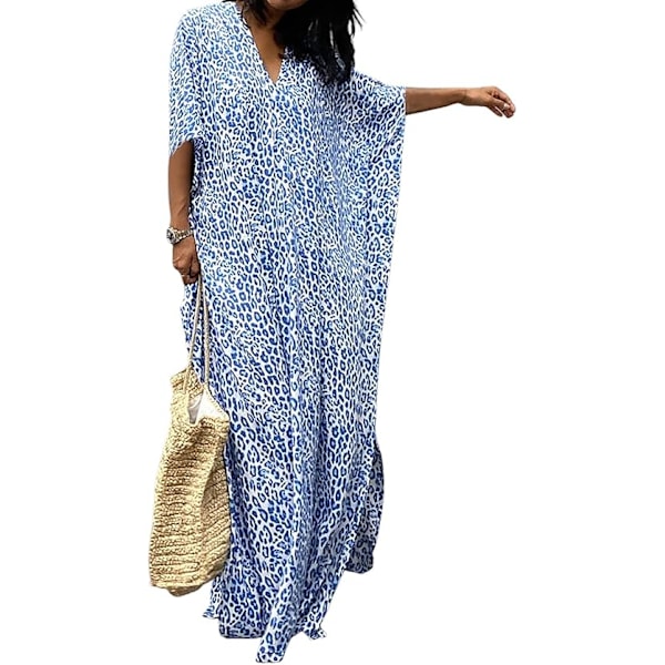Kaftanklänningar för Kvinnor Baddräktsöverdrag Kaftan Maxi Hemmaklänning med Volangärmar