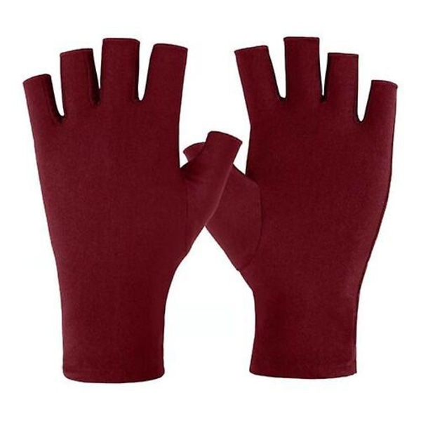 Fingerløse solbeskyttelseshandsker til kvinder Halv finger solbeskyttelse mod UV-stråler Bløde handsker red