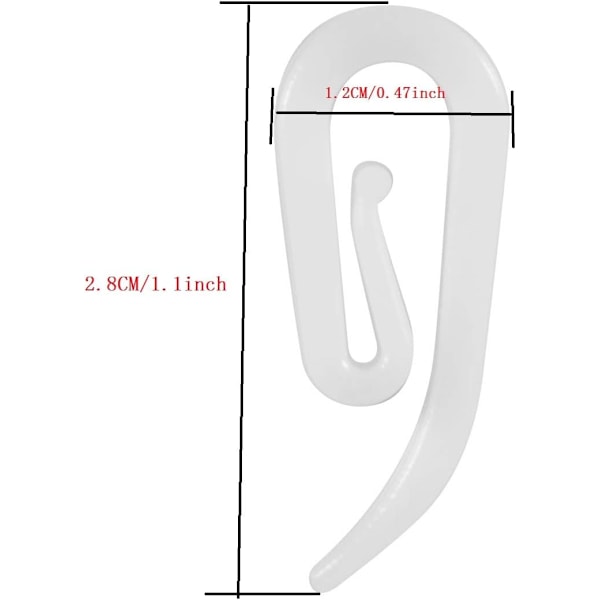 Vita Plastgardinkrokar, 100-pack, 2,8x1,2cm, Gardinfäste