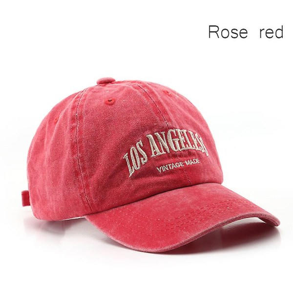 Keps för män och kvinnor, trendig broderad hatt, bomullsmjuk toppkeps, casual retro snapback-hattar, unisex, justerbar, rosröd