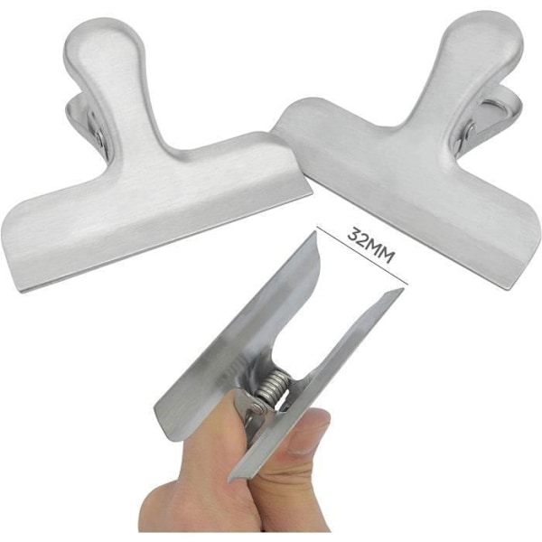 10 stk. poseklemmer i rustfritt stål, matoppbevaringsklemmer for forsegling av matemballasje 7,6 cm