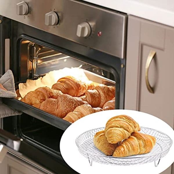 3-pak universelt Airfryer-tilbehør, rund grill og stabelbart grillnet