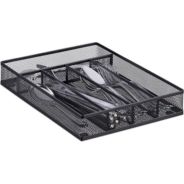 NetBoat Bestikkbrett netting stål metall bestikkboks bestikkinnlegg HxBxD: 5,3 x 24 x 32,5 cm, svart
