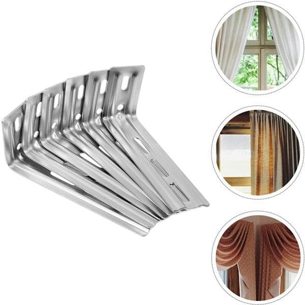 6-delt sett med 11-5 cm vertikale gardinskinner (Heptacode), gardinfestebraketter, sidemonterte gardintilbehør