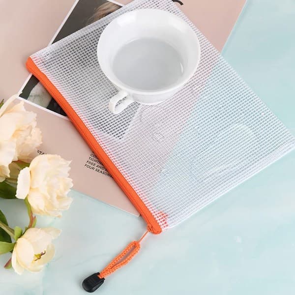 Dokumentmappe A5, 12 stk dokumentmapper med glidelås, netting