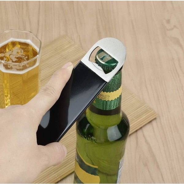 6-pack Bare Blade Flasköppnare, Rostfritt Stål Bartender Flasköppnare, Svart
