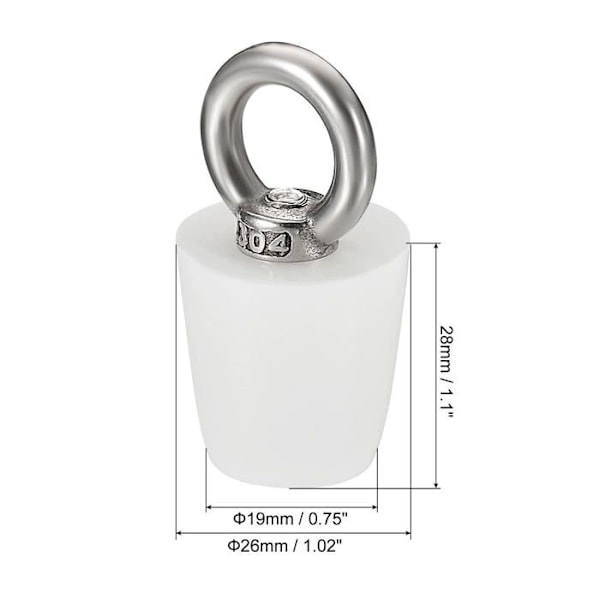 Konisk Propp Silikon Gummipropp 19mm til 26mm Solid Badekarpropp med Ring, Hvit 2 stk