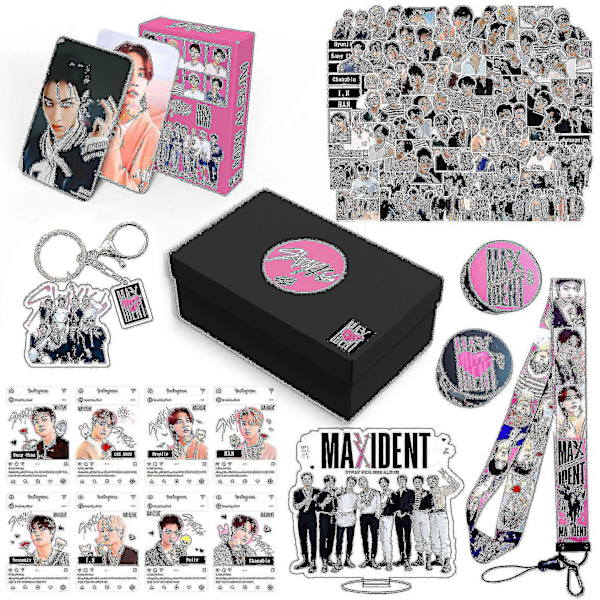 Stray Kids New Maxident Box Set Kpop Merch Foton Snodd Nyckelring För Skz Fans A