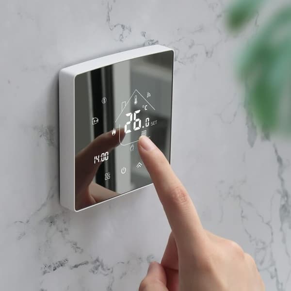 Spejltermostat, varmetermostat, programmerbar rumtermostat, digital vægtermostat til elektrisk gulvvarme, 16 A