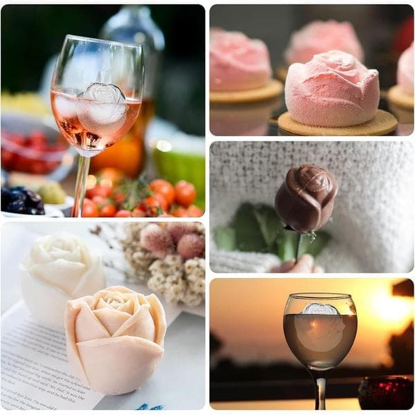 Isbitsform med lock, rosformad isbitsform i silikon, rosa isbitsform för frysning