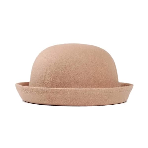 Elegant Voksen Solid Hatt Rull Opp Brett Panama Bowlerhatt Bøttehatt Kamel Camel
