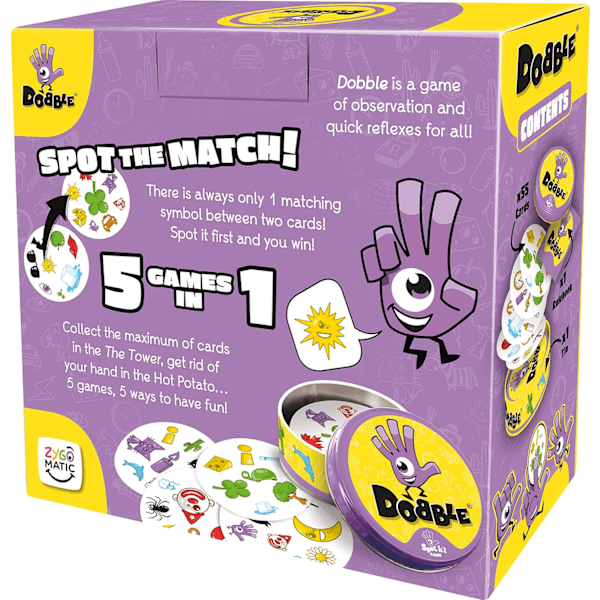 Dobble | Kortspill | Alder 6+ | 2-8 Spillere | 15 Minutters Spilletid