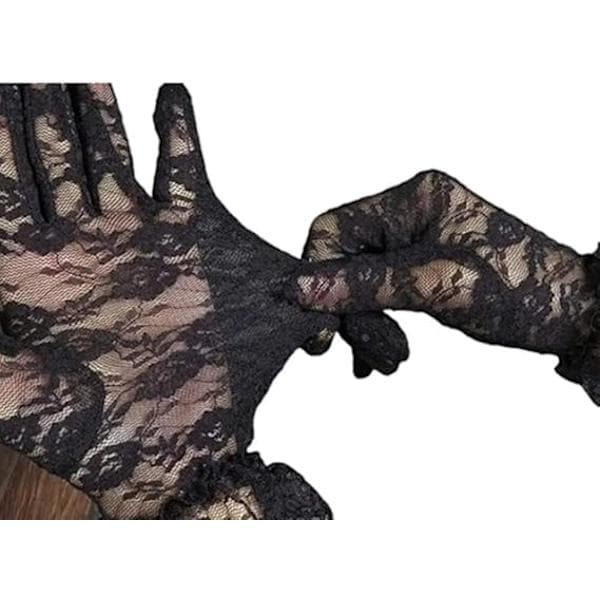Sorte blondehandsker Elegante korte solcreme blondehandsker til kvinder, prinsessekjolehandsker til bryllupsmiddagsselskab, sort
