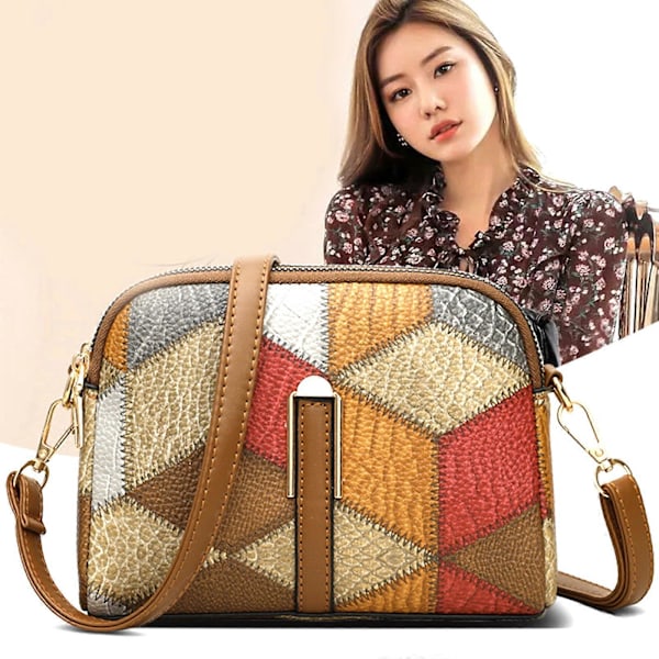 Rese Axelväska Multifunktionell Crossbody Messenger Sling Bag för Kvinnor och Damer grå brun gray brown