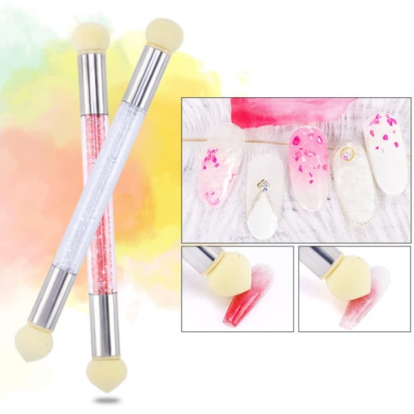 Pakke med Nail Art Renderingsværktøjer, Dobbeltsidet Manicurebørste, Børstesvamp, Nail Art, Nail Art Svampebørste