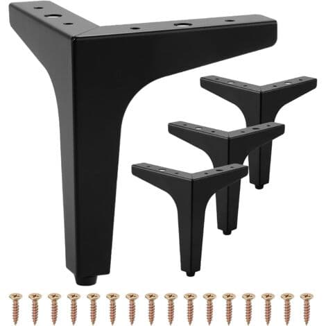 Set med 4 möbelben i metall, 13 cm, moderna triangulära möbelben i metall för möbler, skåp, soffor, stolar, puffar