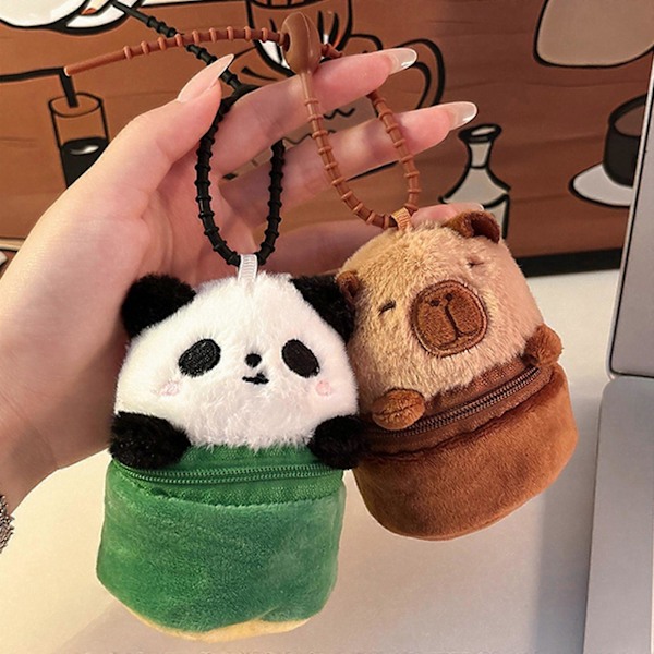 Mjuk Myntbörs Hänge Panda Växelväska Pengapåse Hörlursförvaringsväska Hörlursfodral Härliga Capybara Plånböcker panda
