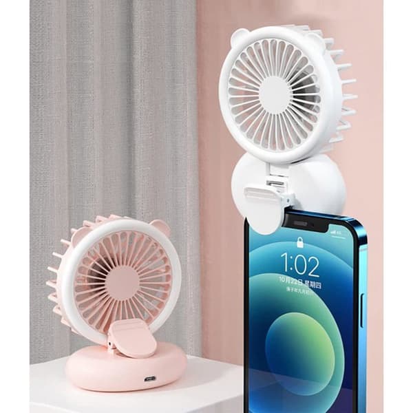 Bærbar ventilator, mini personlig ventilator med LED-lys, 2000 mAh batteri - Grøn