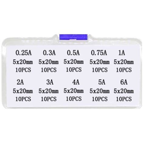 100-pack säkringar, 520 mm säkring, 0,25A6A snabb säkring
