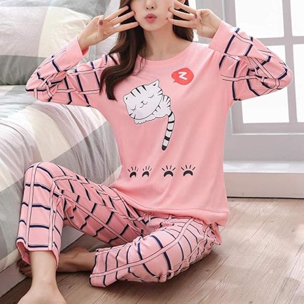 Dam Pyjamas Set Sommar Pyjamas för Kvinnor Tunn Tecknad Pijamas Tryckt Pijama Dam Kortärmad Söt Sovkläder Casual