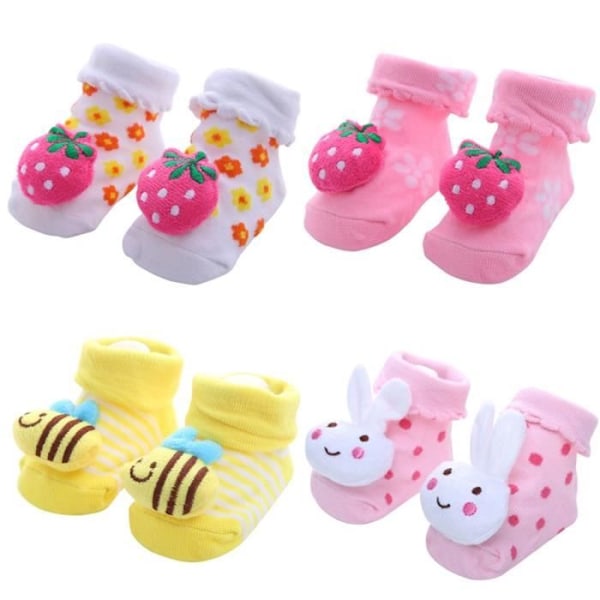 4-pack strumpor för flickbebisar 0-12 månader - Modell - Flerfärgad - Rosa - Baby - Flicka