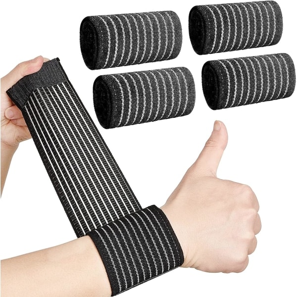 4 st Carpal Tunnel handledsstöd handledskompressionsbandage handledsskydd för vuxna träningsmaskin justerbart handledsband svart