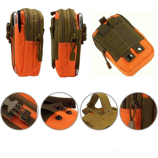 Kompakti vyölaukku, Military Army EDC -vyötärölaukku, urheiluun, patikointiin ja retkeilyyn orange color