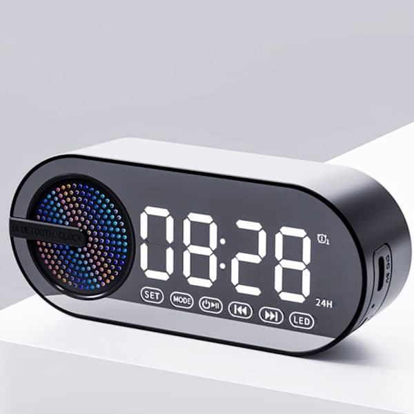 Bluetooth-kompatibel AI-klocka Färgglad LED Digital Display Klocka Väckarklocka för sovrum Rosa Pink