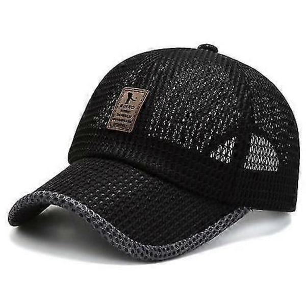 Unisex Åndbar Fuld Mesh Hat, Hurtigtørrende Løbehat, Sommer Mesh Baseball Cap Justerbar Kølende Vandsportshat Black