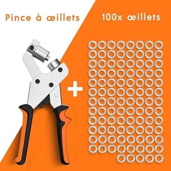 Professionel øjestanse - Minimal indsats - Stanse med 100 øjer (10 mm indvendig diameter)