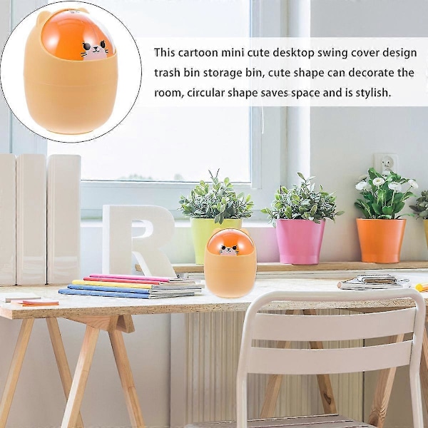Skrivebordsøppelbøtte Søt Liten Mini Bord Spisebord Skrivebord Hjem Stue Salongbord Kreativ Med Lokk (1 stk)