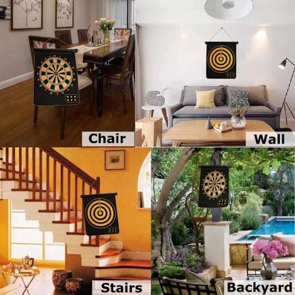 15 tum Magnetisk Darttavla med 6 Magnetiska Mjuka Dartpilar Dubbelsidig Darttavla Set för Barn/Vuxna