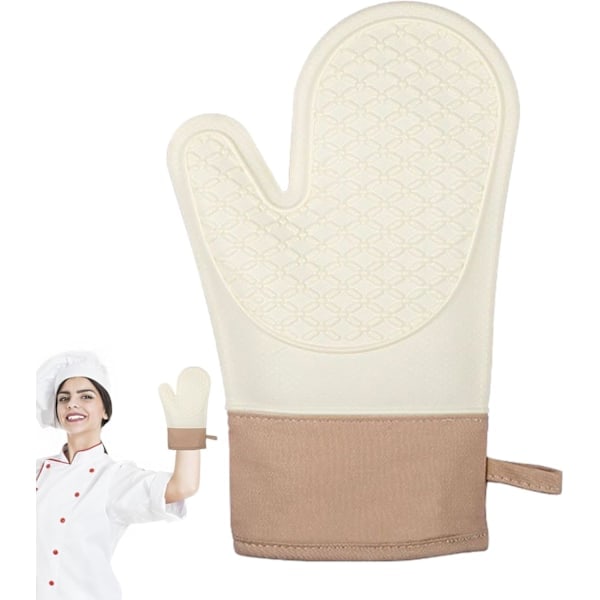 2 st BBQ Silikonhandskar, Anti-Scald Ugnsvantar, Tjocka Ugnsisolering Värmebeständiga Quiltade Design Vantar för Bakning, Matlagning